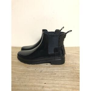 New Hunter Rain Boots Womens 6 Black Original Gloss Chelsea Ankle Waterproof